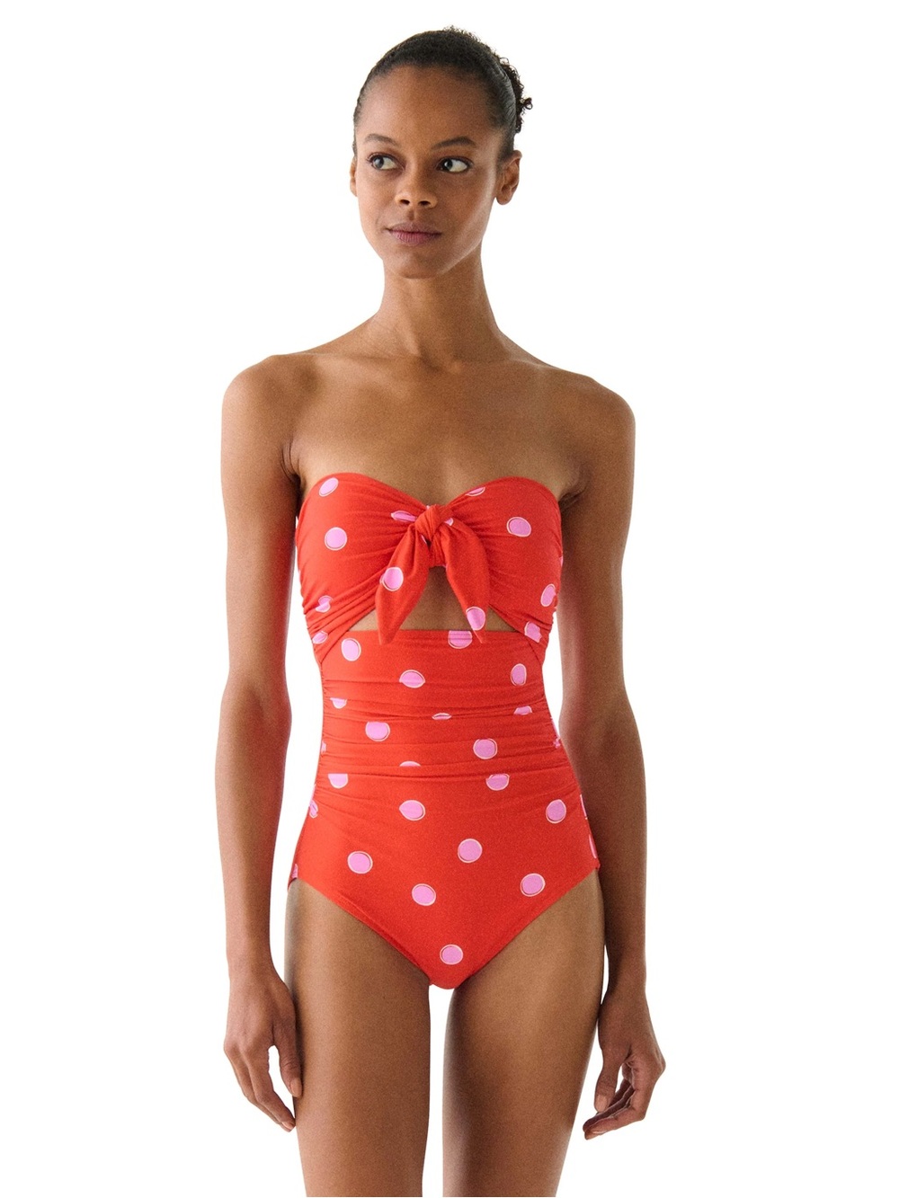 *NWT* Kate Spade New York Downtown Dot bandeau one-piece swimsuit - goji berry